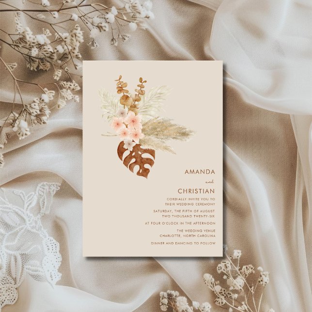 Convites Casamento ao Ar Livre Rústico com Flores de Outono (Boho Fall Flowers Rustic Outdoor Wedding Invitation)