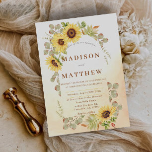 Convites Casamento ao Ar Livre Rústico Country com Girassói