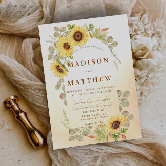 Convites Casamento ao Ar Livre Rústico Country com Girassói