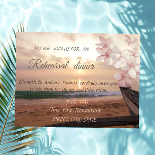 Convites Casamento ao Pôr do Sol na Praia, Jantar de Ensaio