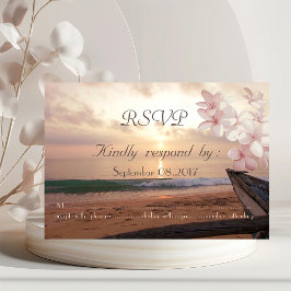 Convites Casamento ao pôr do sol na praia, Plumeria RSVP