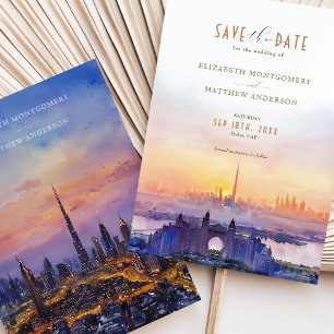 Convites Casamento ao Pôr do Sol no Horizonte de Dubai - Sa