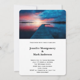 Convites Casamento ao Pôr do Sol num Lago Tranquilo