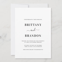 Convites Casamento ao vivo do Stream Branco Negro Moderno e