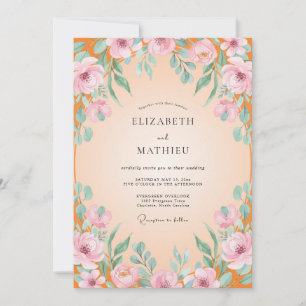 Convites Casamento Apricot Aqua Bloom
