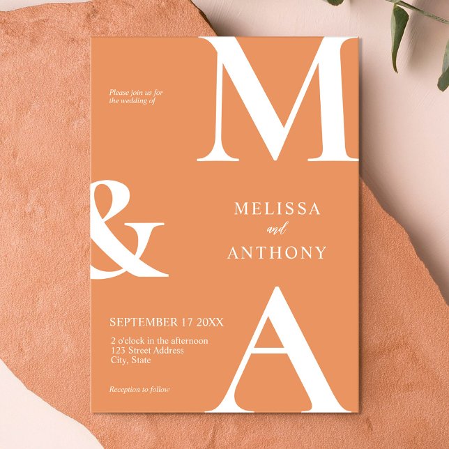 Convites Casamento Apricot Minimalista Moderno (Criador carregado)