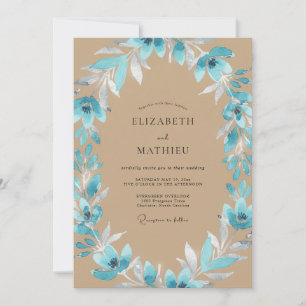 Convites Casamento Aqua Beige Folhado