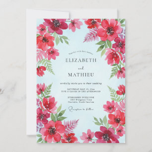 Convites Casamento Aqua Papoula Carmesim