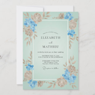 Convites Casamento Aqua Tan Blossom