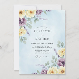 Convites Casamento Aquarela Amarelo Primula