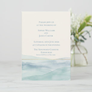 Convites Casamento Aquarela Azul do Loch das Terras Altas E