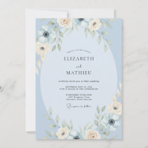 Convites Casamento Aquarela Azul Pó
