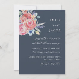 Convites Casamento Aquarela Boho Rosa