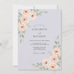 Convites Casamento Aquarela Champanhe Antiga Periwinkle