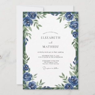 Convites Casamento Aquarela Cobalt Bloom