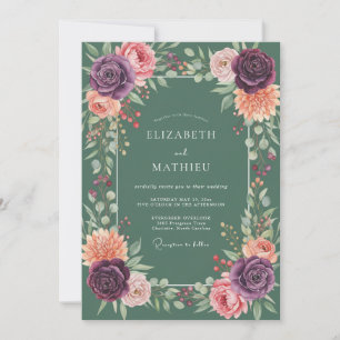 Convites Casamento Aquarela com Ameixa e Salvia