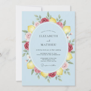 Convites Casamento Aquarela com Limão Azul