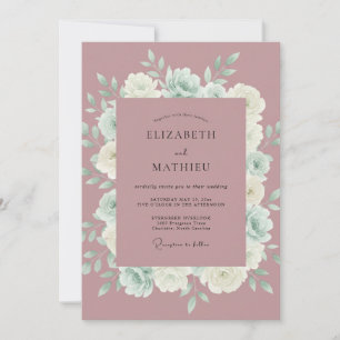 Convites Casamento Aquarela com Névoa Rosa