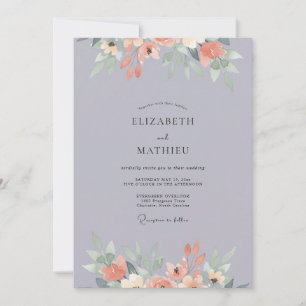 Convites Casamento Aquarela com Tons de Damasco Rosa-Malva