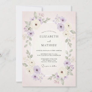 Convites Casamento Aquarela com Toque de Rosa Mauve