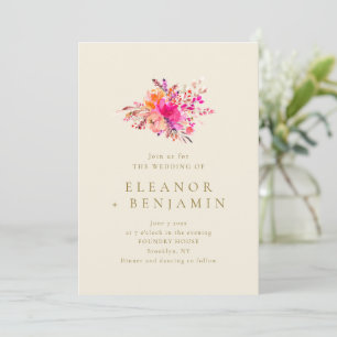 Convites Casamento Aquarela Coral Rosa Marfim Selvagem