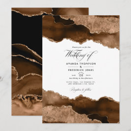 Convites Casamento Aquarela de Ágata Dourada do Deserto