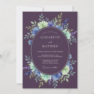 Convites Casamento Aquarela de Ameixa e Hortelã