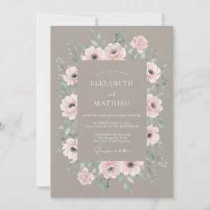 Convites Casamento Aquarela de Anêmona Bege