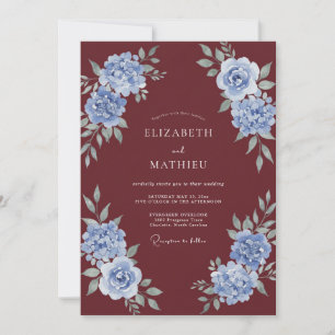 Convites Casamento Aquarela de Centáurea Marrom