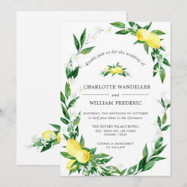 Convites Casamento Aquarela de Limões em Flor Vegetação