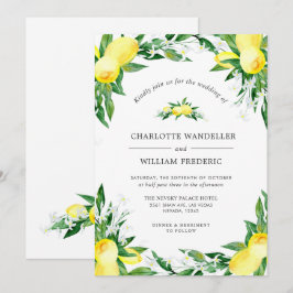 Convites Casamento Aquarela de Limões em Flor Vegetação