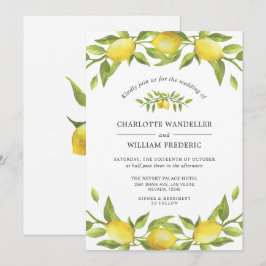 Convites Casamento Aquarela de Limões em Flor Vegetação