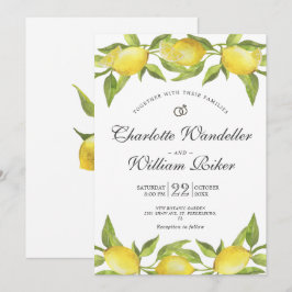 Convites Casamento Aquarela de Limões em Flor Vegetação