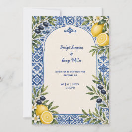 Convites Casamento Aquarela de Oliveira Cítrica Mediterrâne