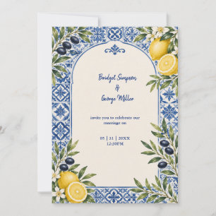 Convites Casamento Aquarela de Oliveira Cítrica Mediterrâne