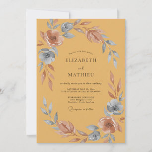 Convites Casamento Aquarela em Aço Mostarda