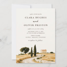 Convites Casamento Aquarela Estrada do Campo com Cipreste d