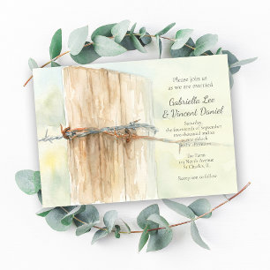 Convites Casamento Aquarela Fazenda Campo Poste de Cerca