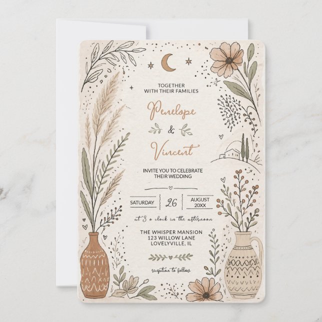 Convites Casamento Aquarela Feita à Mão (Frente)