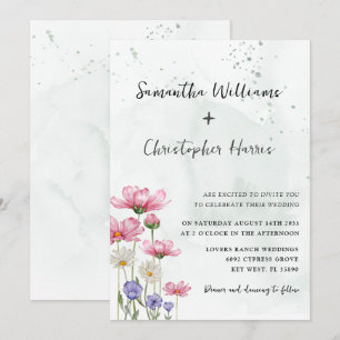 Convites Casamento Aquarela Flor Silvestre Boho Chic