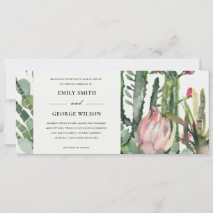 Convites CASAMENTO Aquarela Flora Fauna Cacto Rosa BOHO