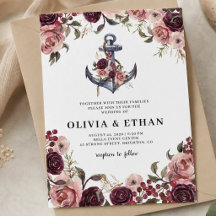 Casamento Aquarela Floral Âncora Náutica