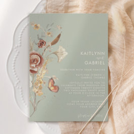 Convites Casamento Aquarela Floral Seca de Flores Silvestre