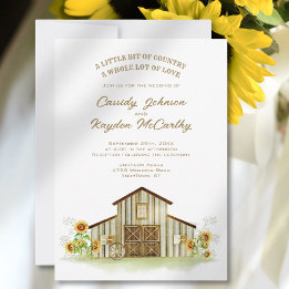 Convites Casamento Aquarela Girassol País Celeiro Rústico