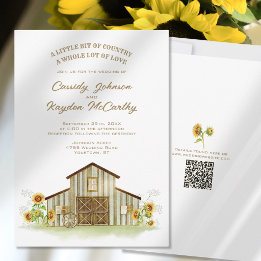 Convites Casamento Aquarela Girassol País Celeiro Rústico I