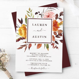 Convites Casamento Aquarela Jardim Outonal Marsala