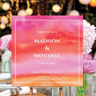 Convites Casamento Aquarela Jardim Pôr do Sol Rosa Laranja