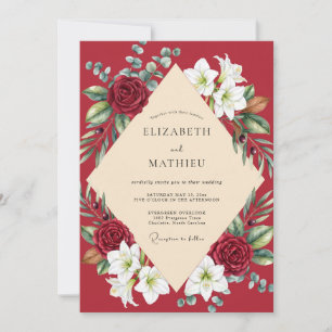 Convites Casamento Aquarela Lírio Carmesim