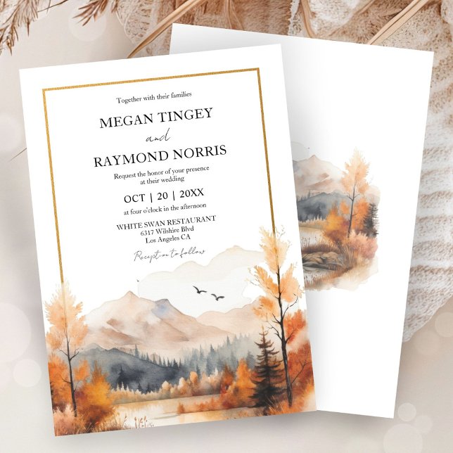 Convites Casamento Aquarela na Montanha (Criador carregado)