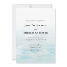 Casamento Aquarela Náutica Azul Moderna